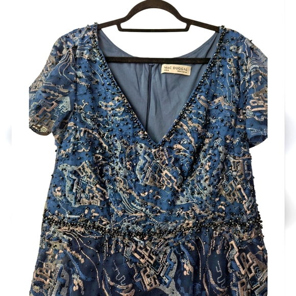 Mac Duggal Embellished Illusion Butterfly Sleeve A-Line Gown SZ 16 NWT - Picture 6 of 15